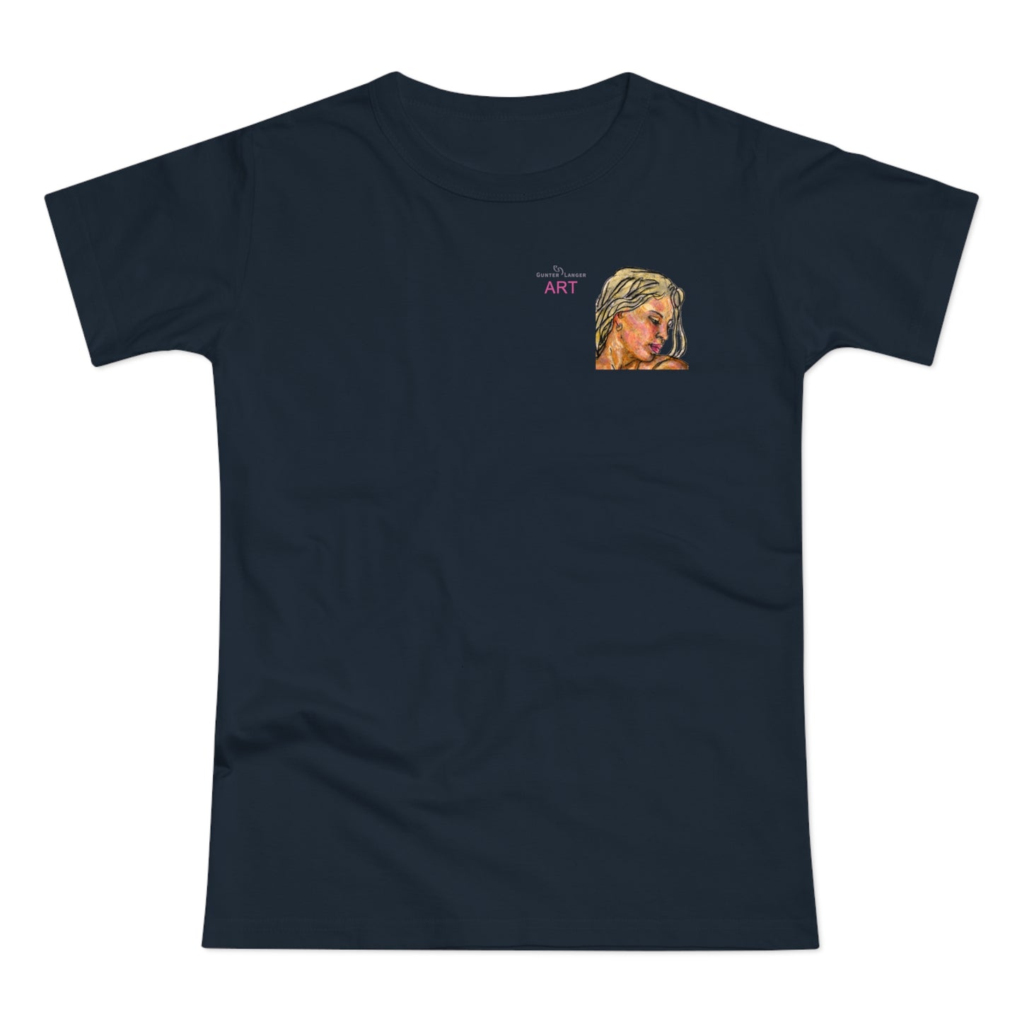 Single Jersey Women's T-shirt- dunkel - Motiv: Erna, Ausschnitt, H 8 cm