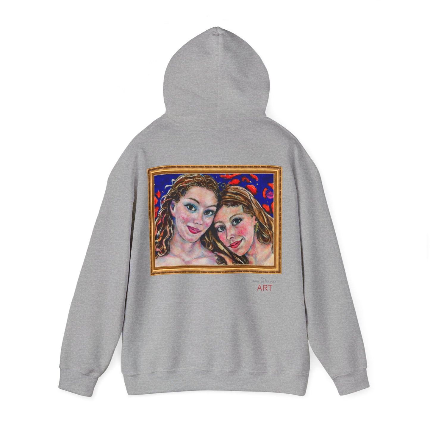 Unisex Heavy Blend™ Hooded Sweatshirt - Motiv: Frontseite Augen & Rückseite Freundinnen, (gerahmt, H 29 cm)