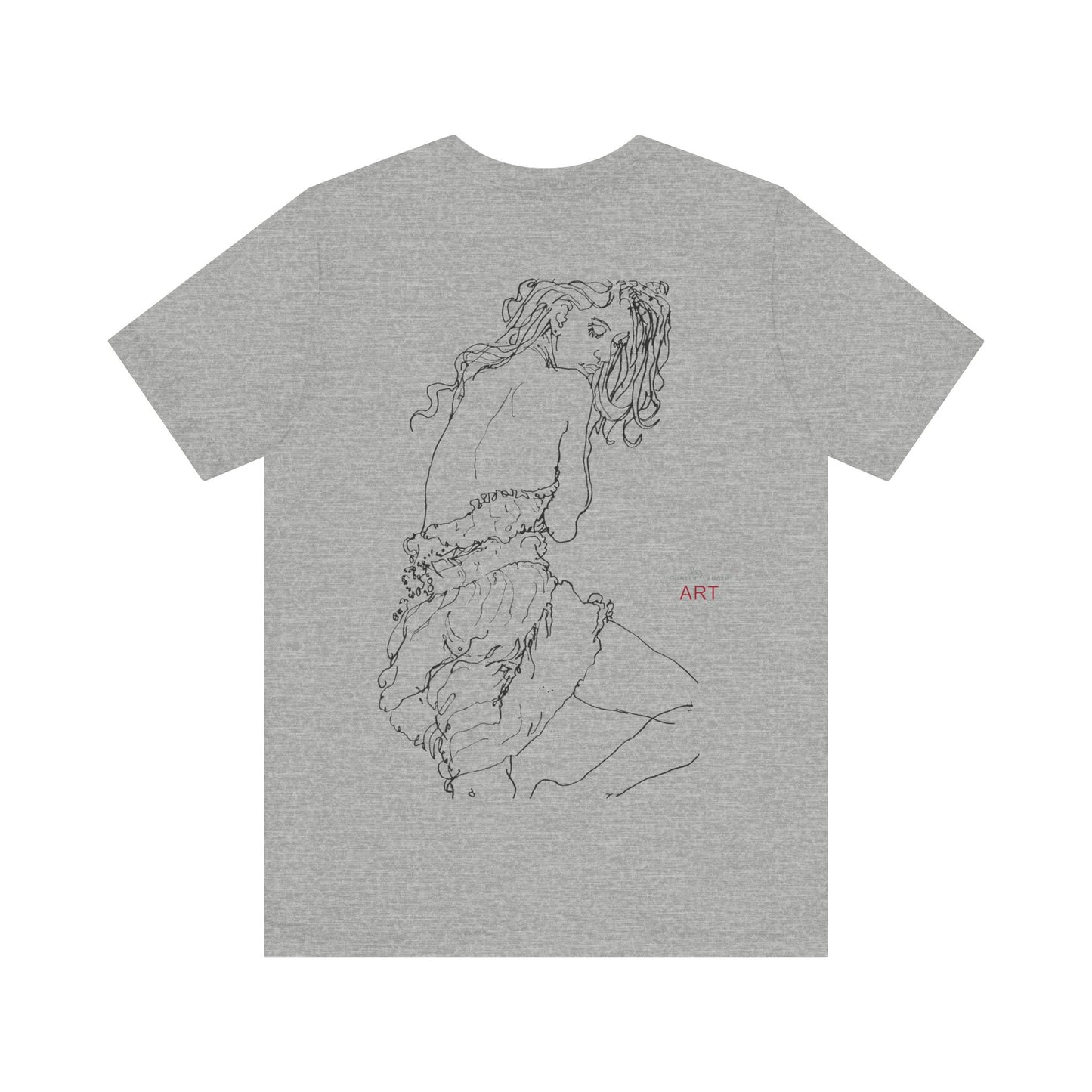 Unisex Jersey Short Sleeve Tee - Motiv: Front Logo & Rückseite Giselle H 48,42 cm, N-Label