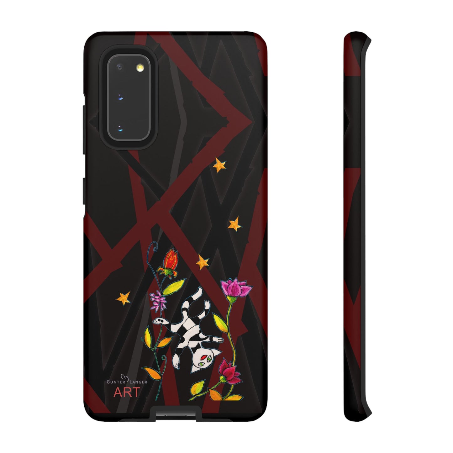 Tough Cases - Google Pixel - Samsung Galaxy - Motiv: Katze schwebt und Ranken, H 7,73 cm, Mikado3