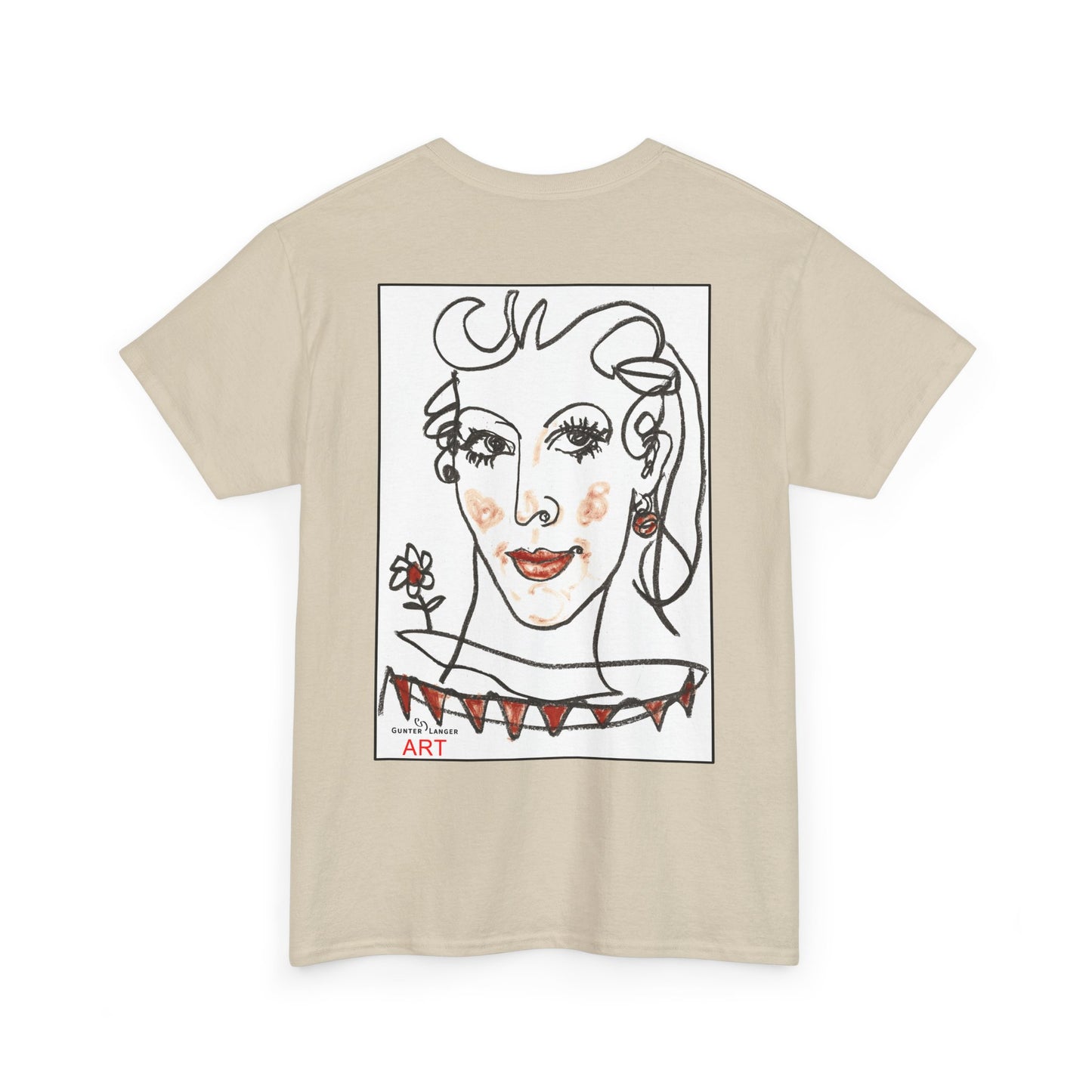 Unisex Heavy Cotton Tee - Motiv: Front Logo & Rückseite Lina, Neck Label