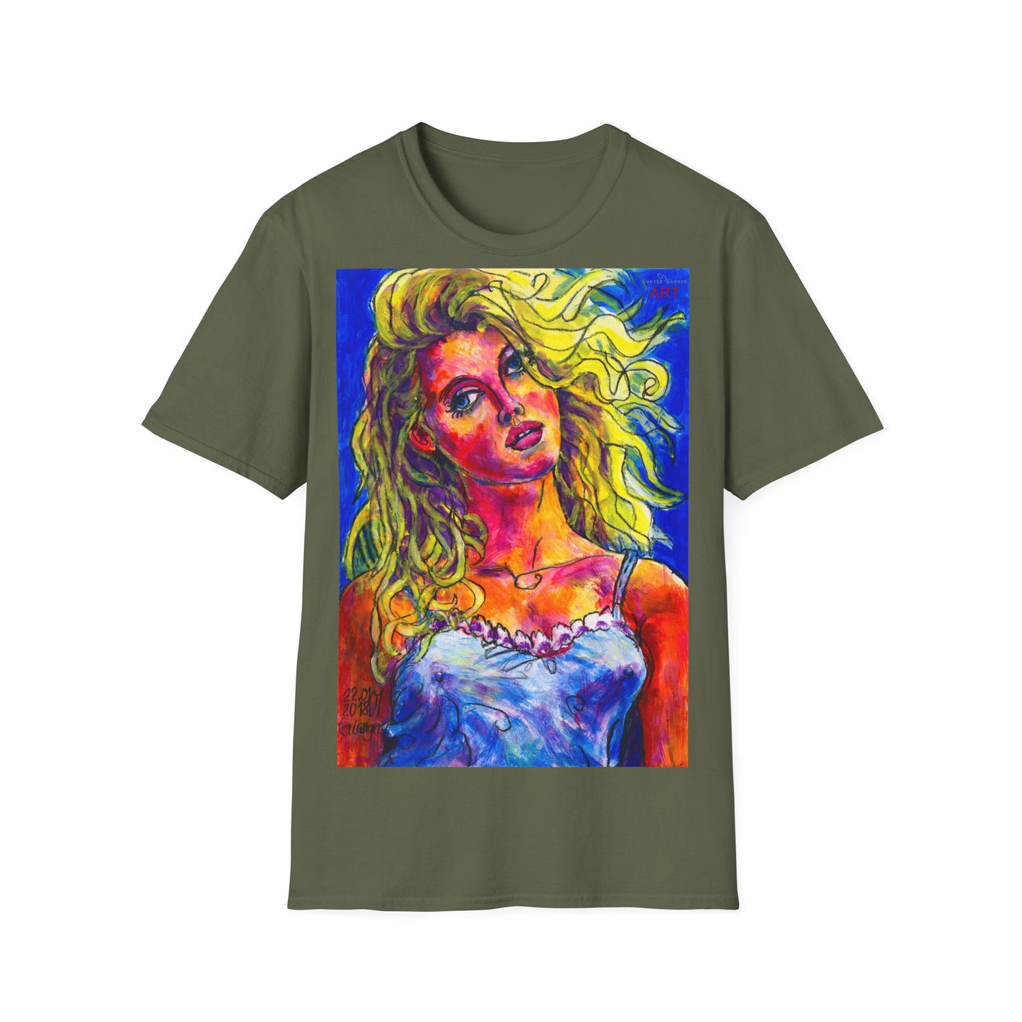 Unisex Softstyle T-Shirt - Motiv: Front Mascha, H 49cm sw