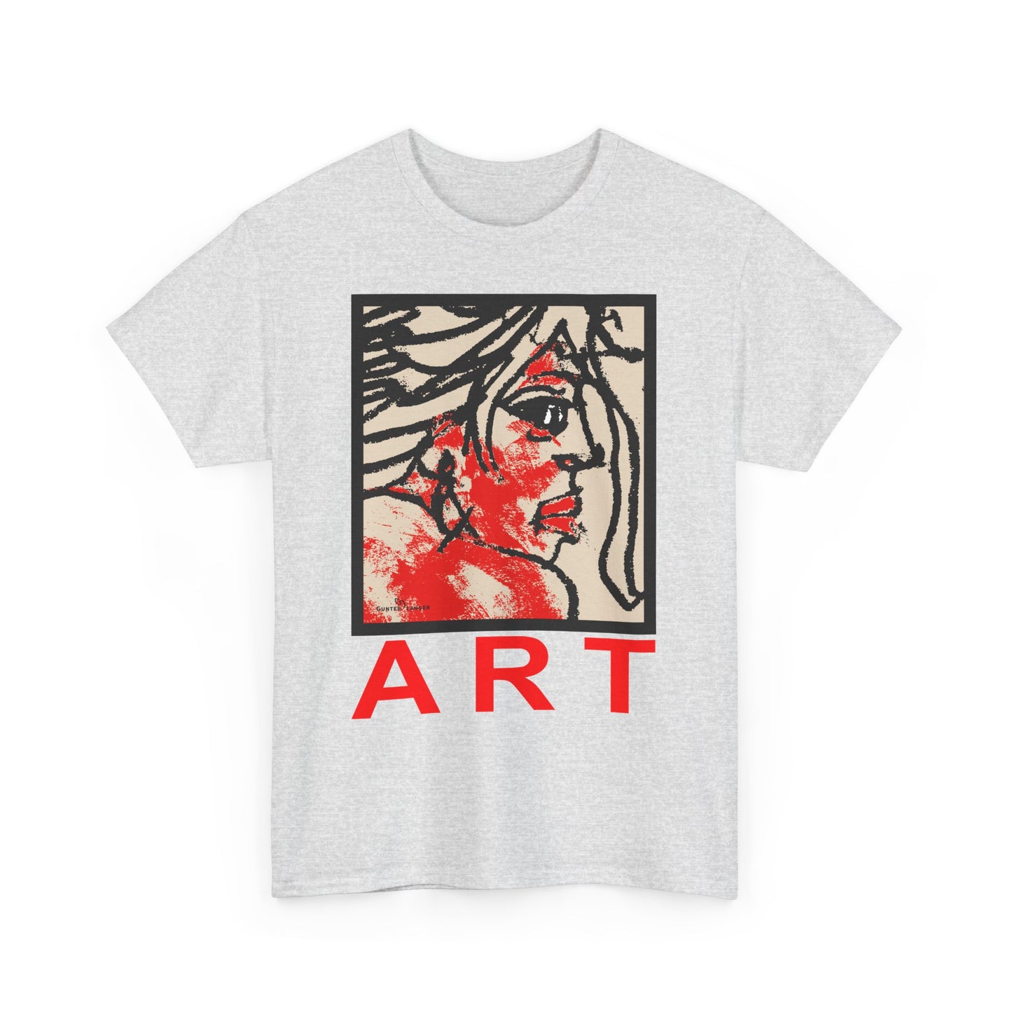 Unisex Heavy Cotton Tee - Motiv: Front, Ria mit Art Rot, H 40 cm