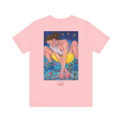 Unisex Jersey Short Sleeve Tee - Motiv: Front Alva (Ausschnitt H 7,8 cm) & Rückseite Alva, H 41 cm, Neck Label