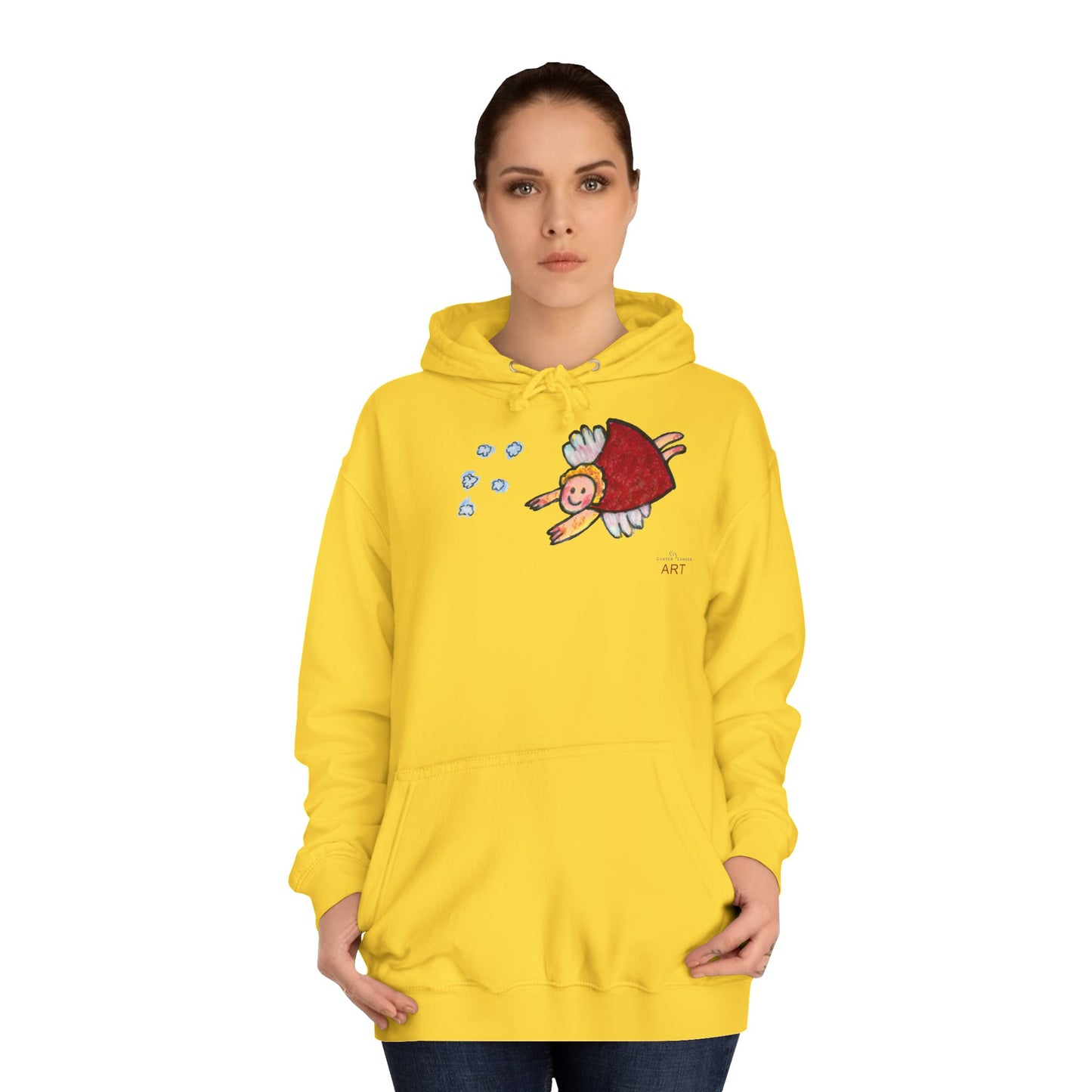 Unisex College Hoodie - Motiv: Front Engel 3, H 14 cm
