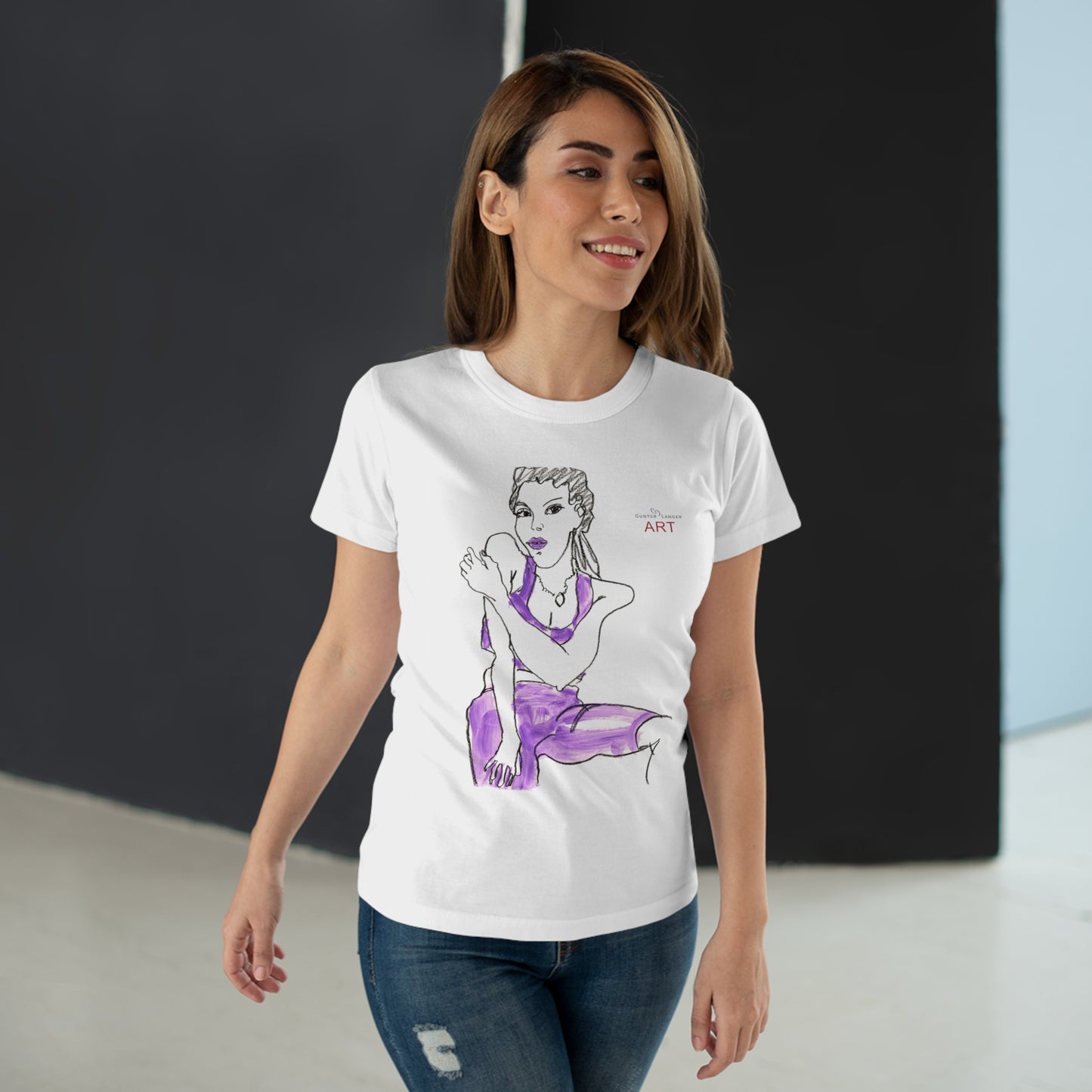 Single Jersey Women's T-shirt - Motiv: Front, Front Carlotta H 34,5 cm