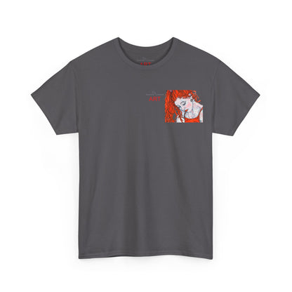 Unisex Heavy Cotton Tee - Motiv:  Front Julia, Ausschnitt & Rückseite Julia, H 49 cm, Aura, N-Label