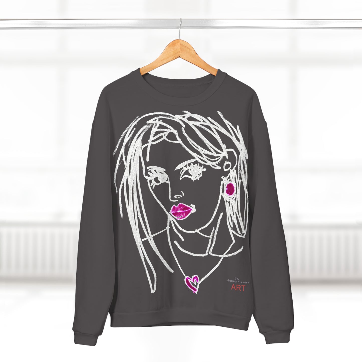 Unisex Crew Neck Sweatshirt (EU) - Motiv: Front Raja, H 49 cm & Rückseite Raja, H 49 cm (weiß)