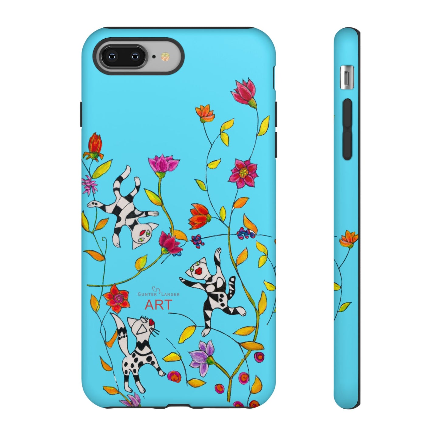 Tough Cases - iPhone - Motiv: Karierte Katzen, blau