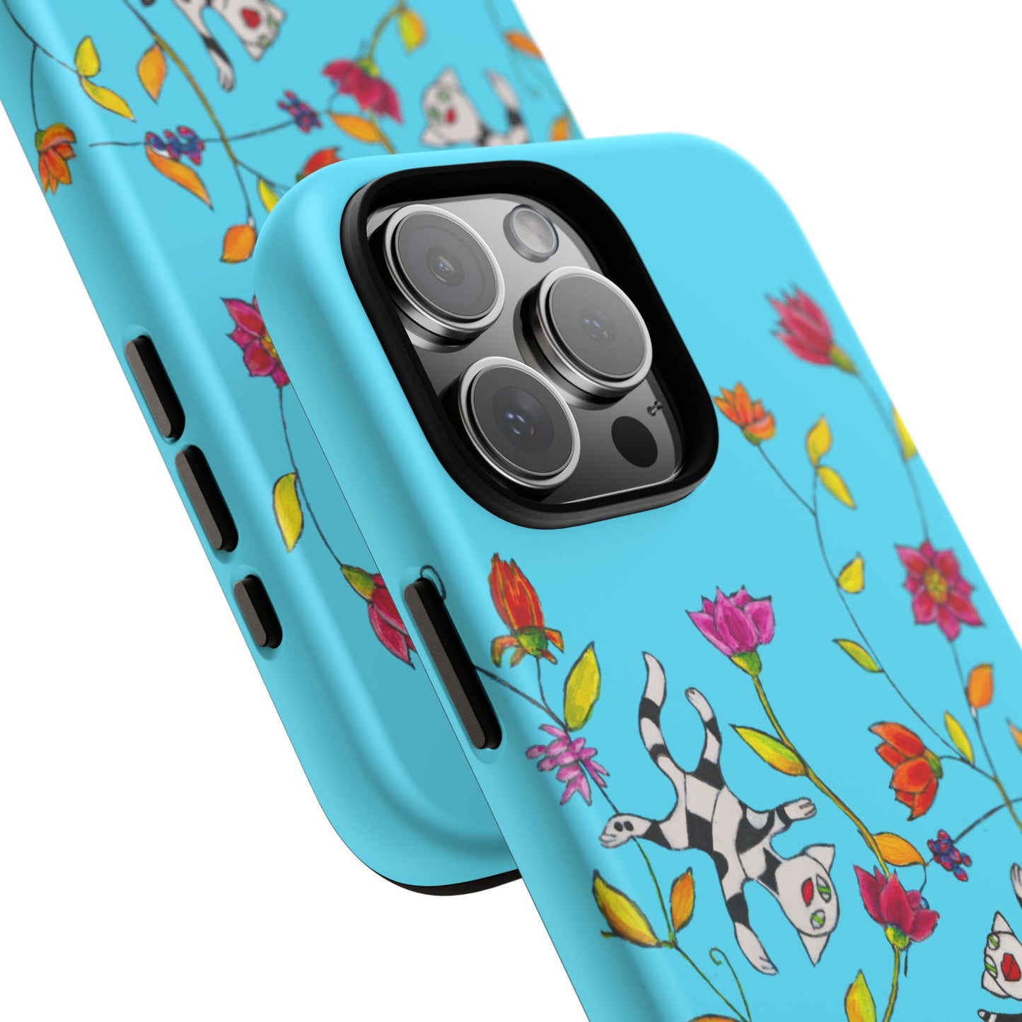 Tough Cases - iPhone - Motiv: Karierte Katzen, blau
