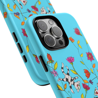 Tough Cases - iPhone - Motiv: Karierte Katzen, blau