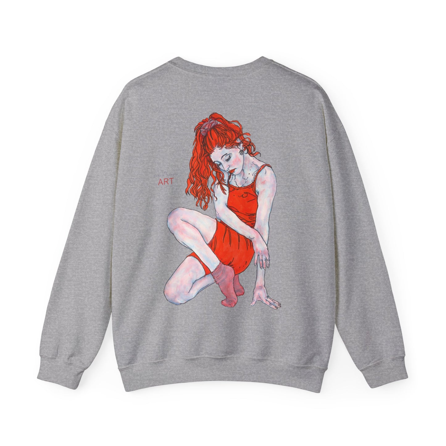 Unisex Heavy Blend™ Crewneck Sweatshirt - Motiv: Front Julia (Ausschnitt, 21,5 cm) & Rückseite Julia, H 43 cm