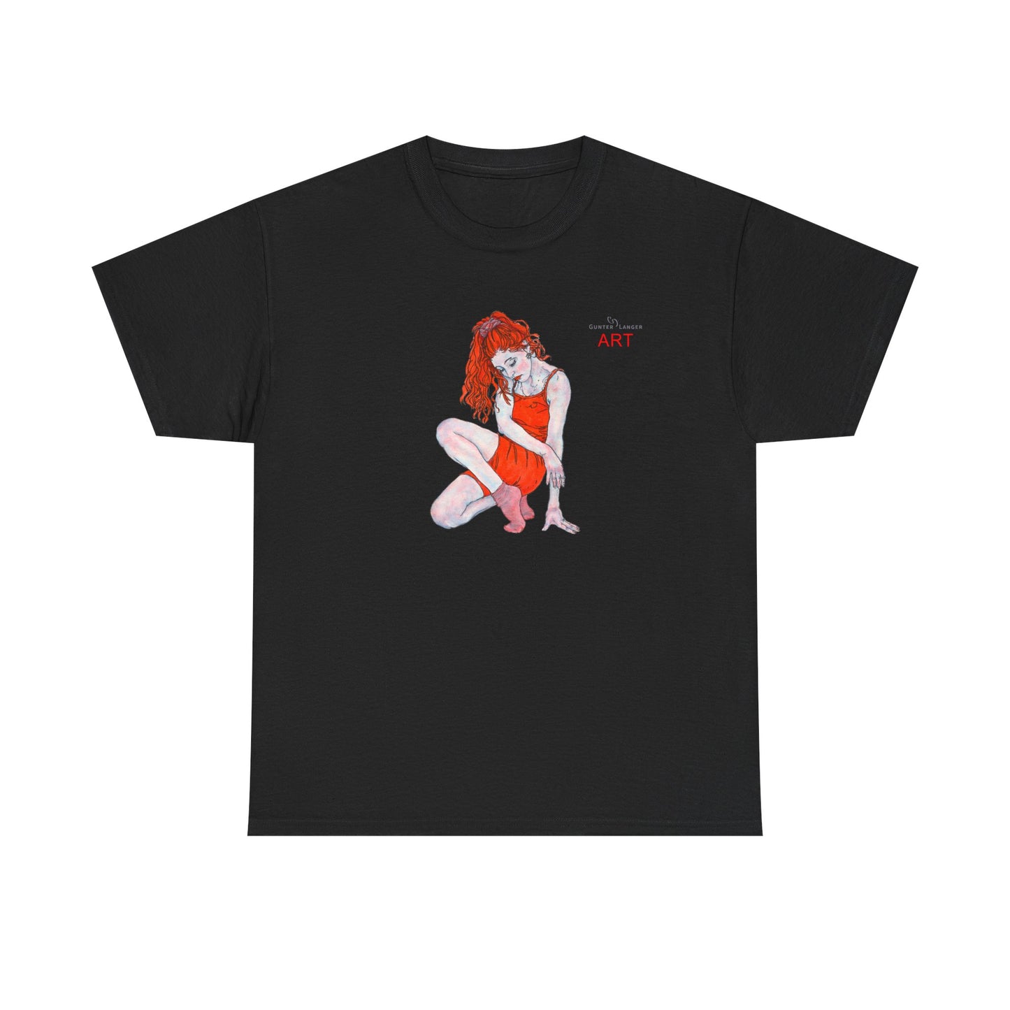 Unisex Heavy Cotton Tee - Motiv:  Front Julia, H25 cm & Rückseite Julia, H 49 cm