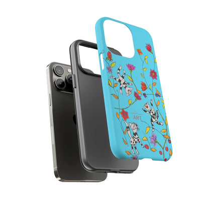 Tough Cases - iPhone - Motiv: Karierte Katzen, blau