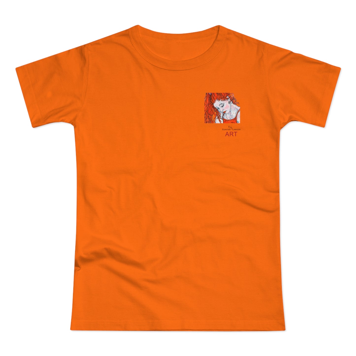 Single Jersey Women's T-shirt - hell - Motiv:  Front Julia, Ausschnitt 6,7 cm & Rückseite Julia, H 37 cm