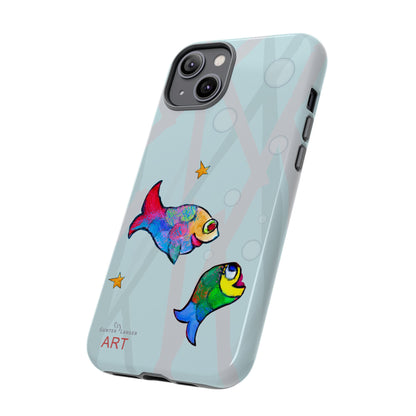 Tough Cases - iPhone - Motiv: "Fische", Mikado blau