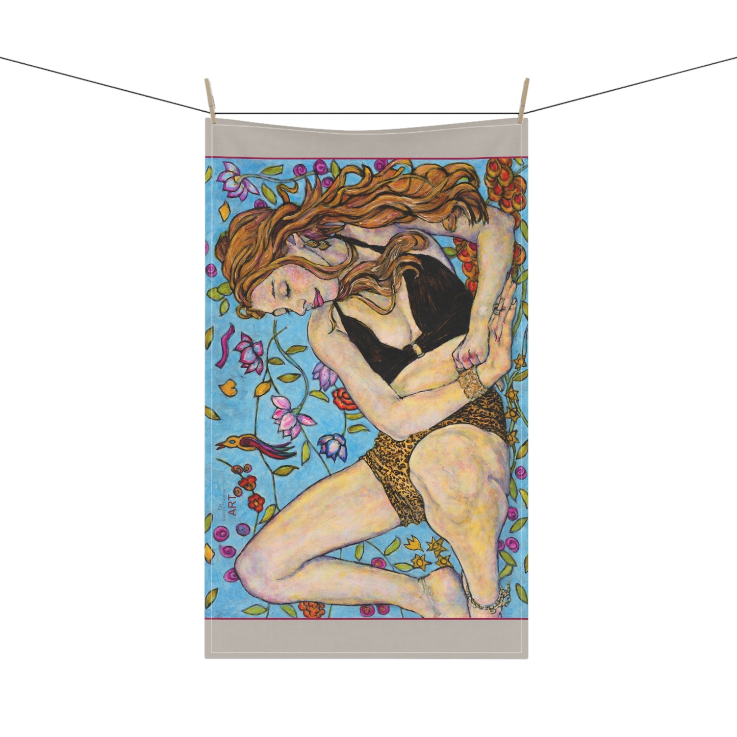 Tea Towels (cotton, poly) - Motiv: Ida, bündig, 46 x 76 cm, warmgrau