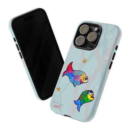 Tough Cases - iPhone - Motiv: "Fische", Mikado blau