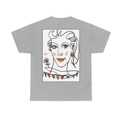 Unisex Heavy Cotton Tee - Motiv:  Front Lina H 11 cm & Rückseite Lina, H 49 cm, Neck Label