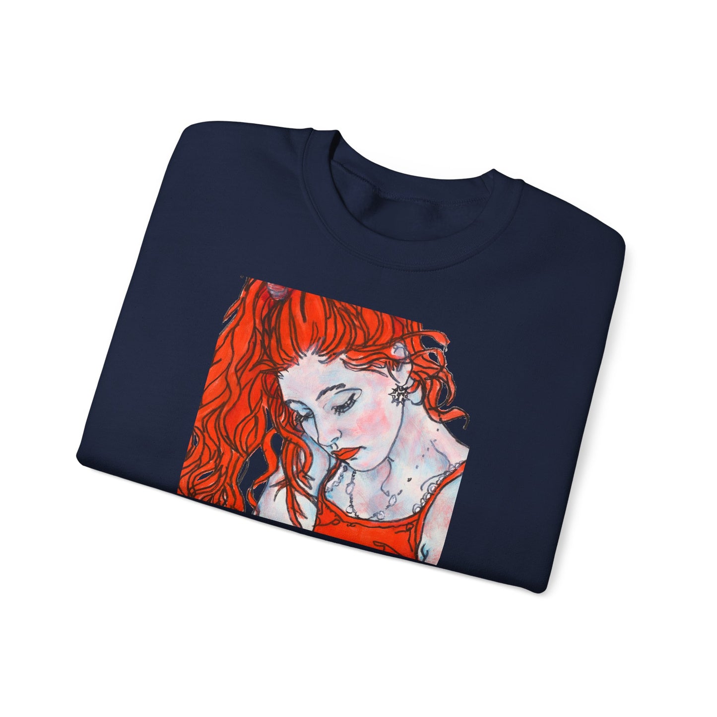 Unisex Heavy Blend™ Crewneck Sweatshirt - Motiv: Front Julia (Ausschnitt, 21,5 cm) & Rückseite Julia, H 43 cm