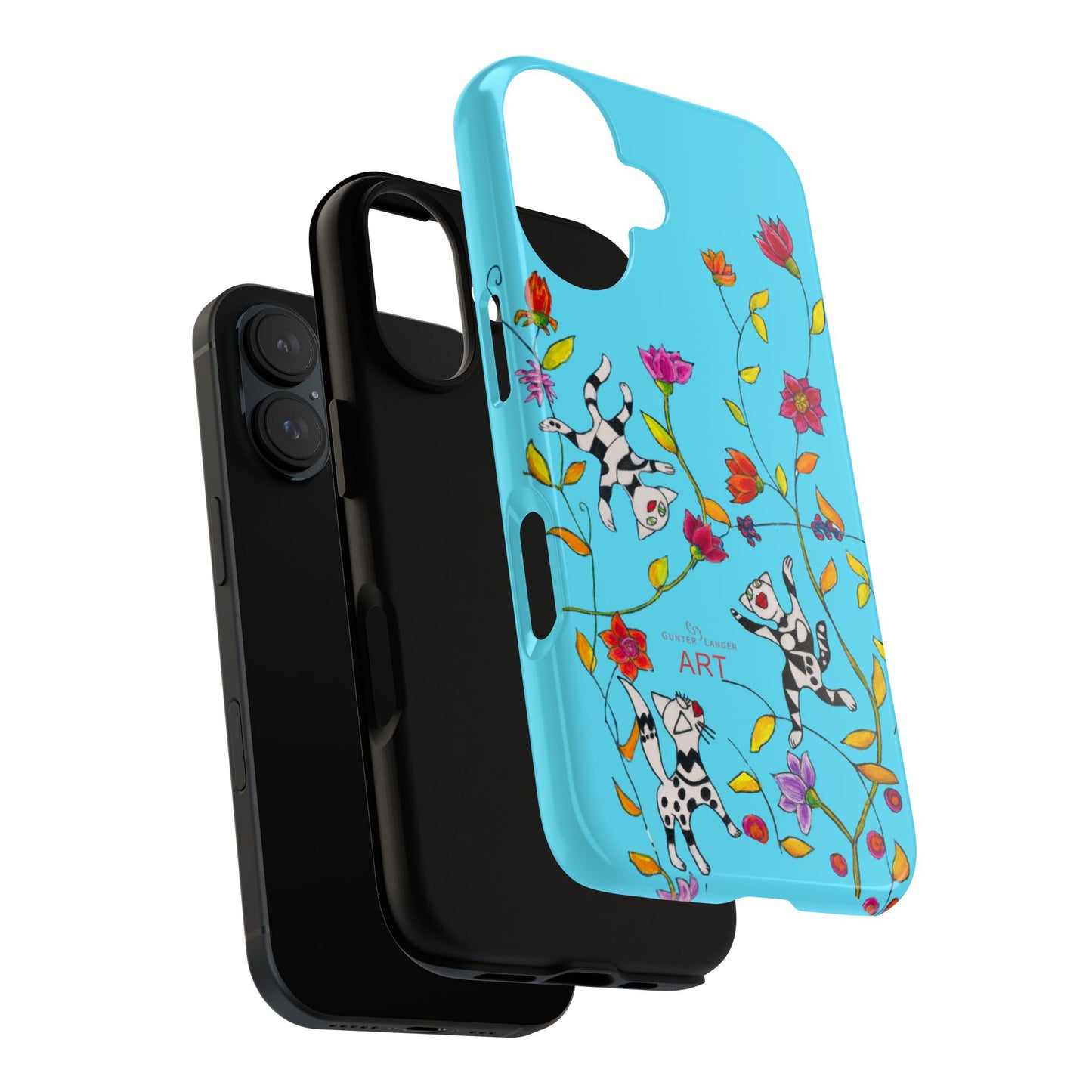 Tough Cases - iPhone - Motiv: Karierte Katzen, blau