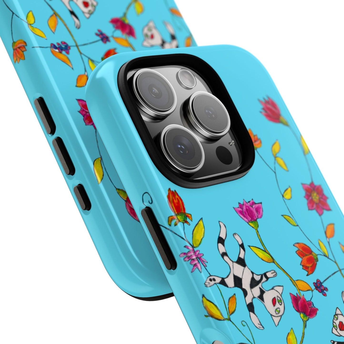Tough Cases - iPhone - Motiv: Karierte Katzen, blau