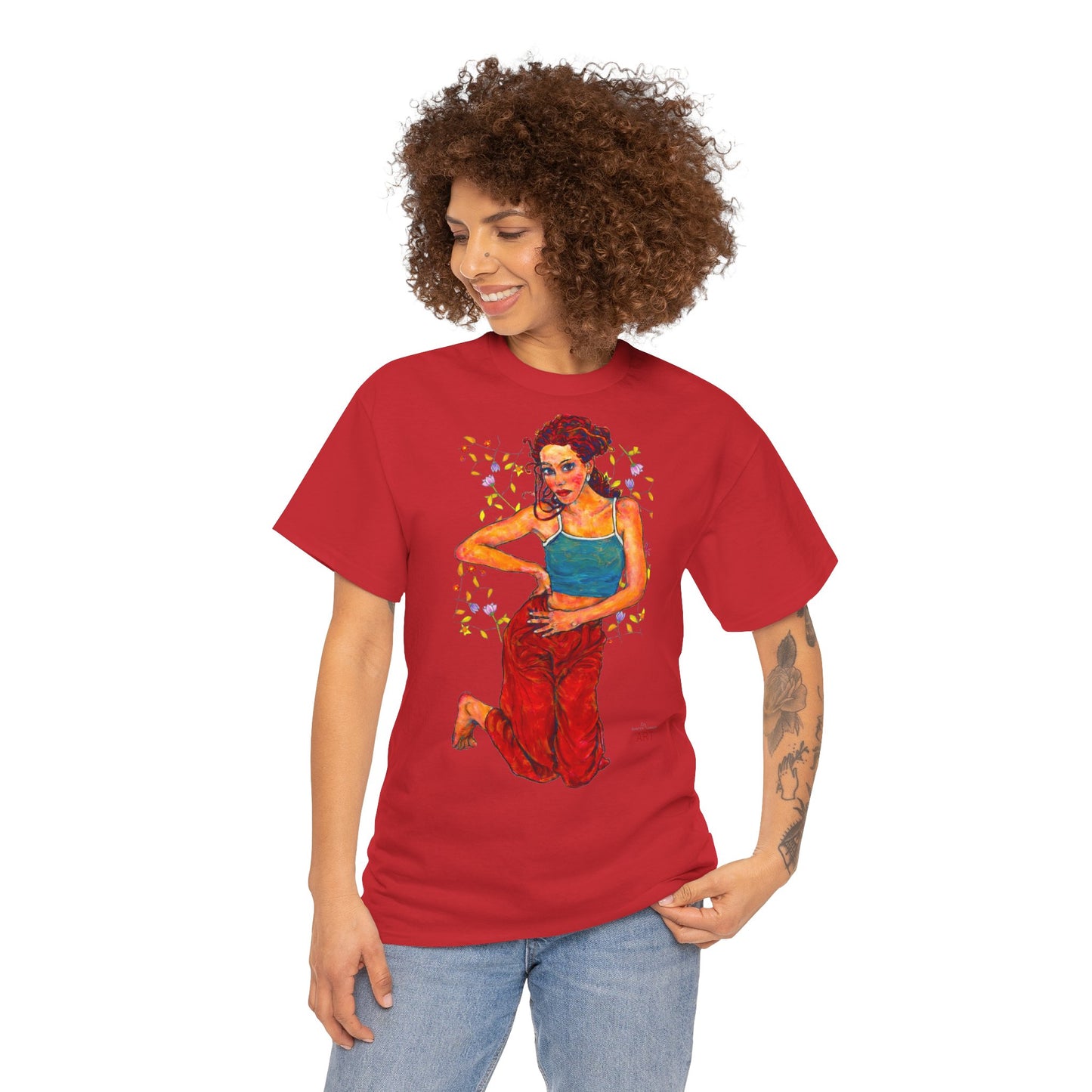 Unisex Heavy Cotton Tee - Motiv: Motiv Lea, Ranken, 49cm, Neck Label