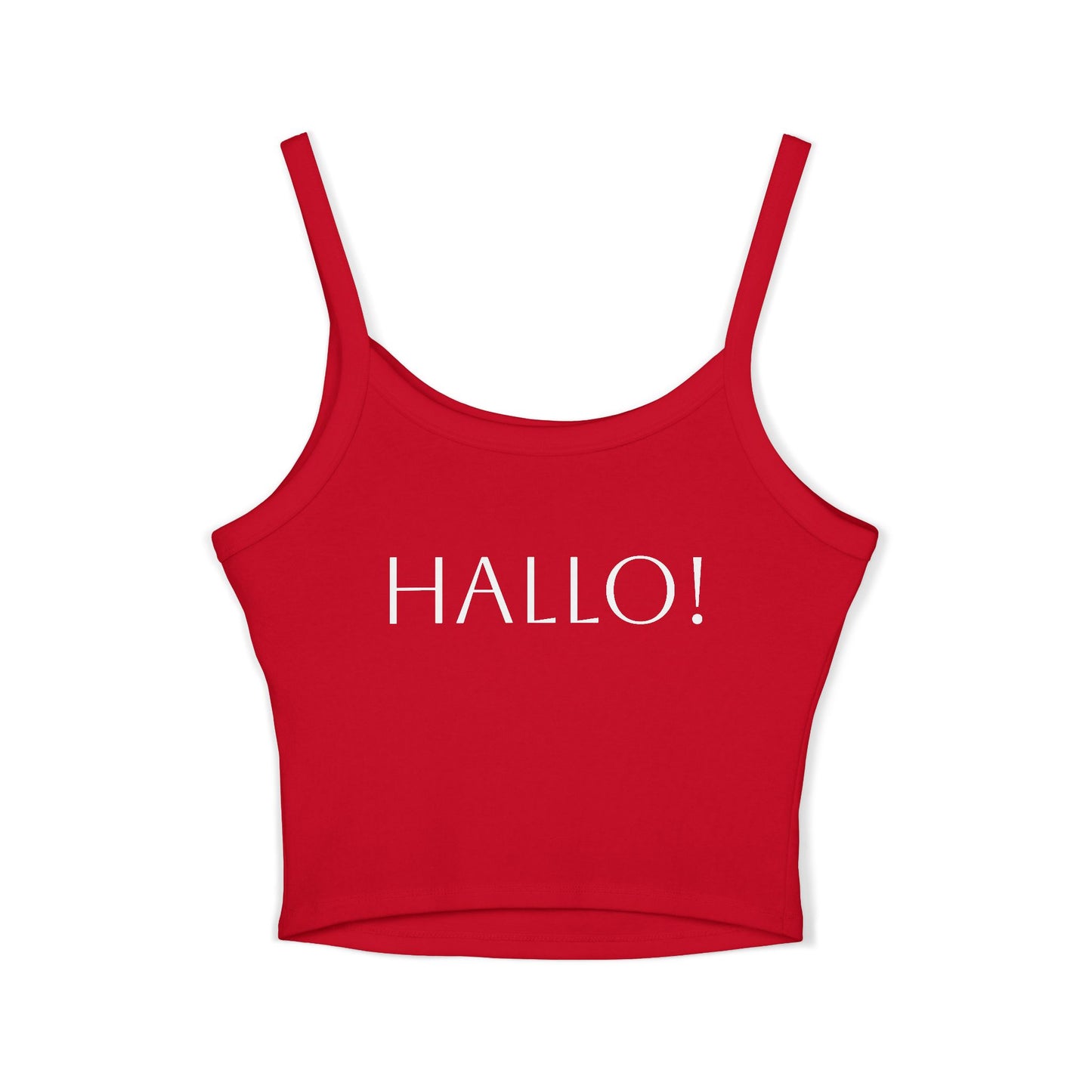 Women's Spaghetti Strap Tank Top - Motiv: Front Carla & Rückseite Schrift  Hallo!