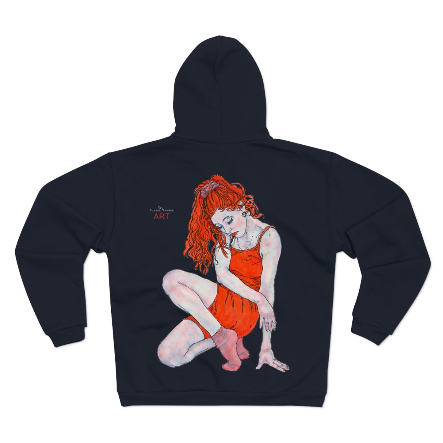 Unisex Hooded Zip Sweatshirt - Motiv: Front Julia (Ausschnitt) & Rückseite Julia
