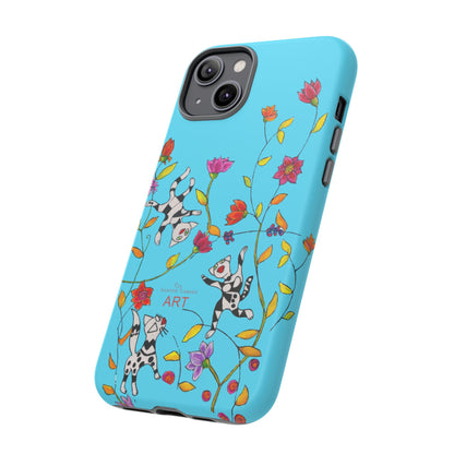 Tough Cases - iPhone - Motiv: Karierte Katzen, blau