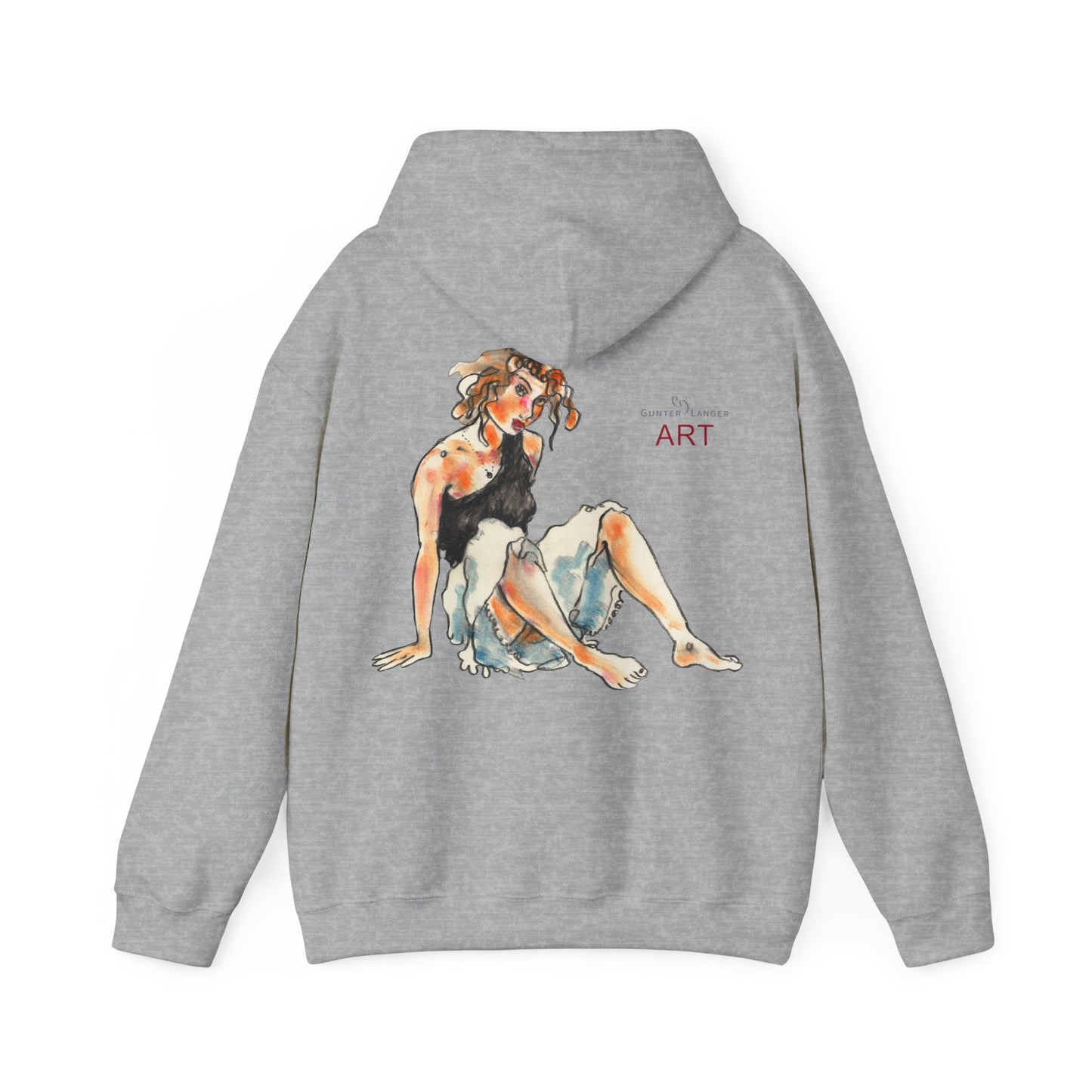 Unisex Heavy Blend™ Hooded Sweatshirt - Motiv Frontseite "Rosa", H 28 cm & Rückseite "Rosa", H 34 cm