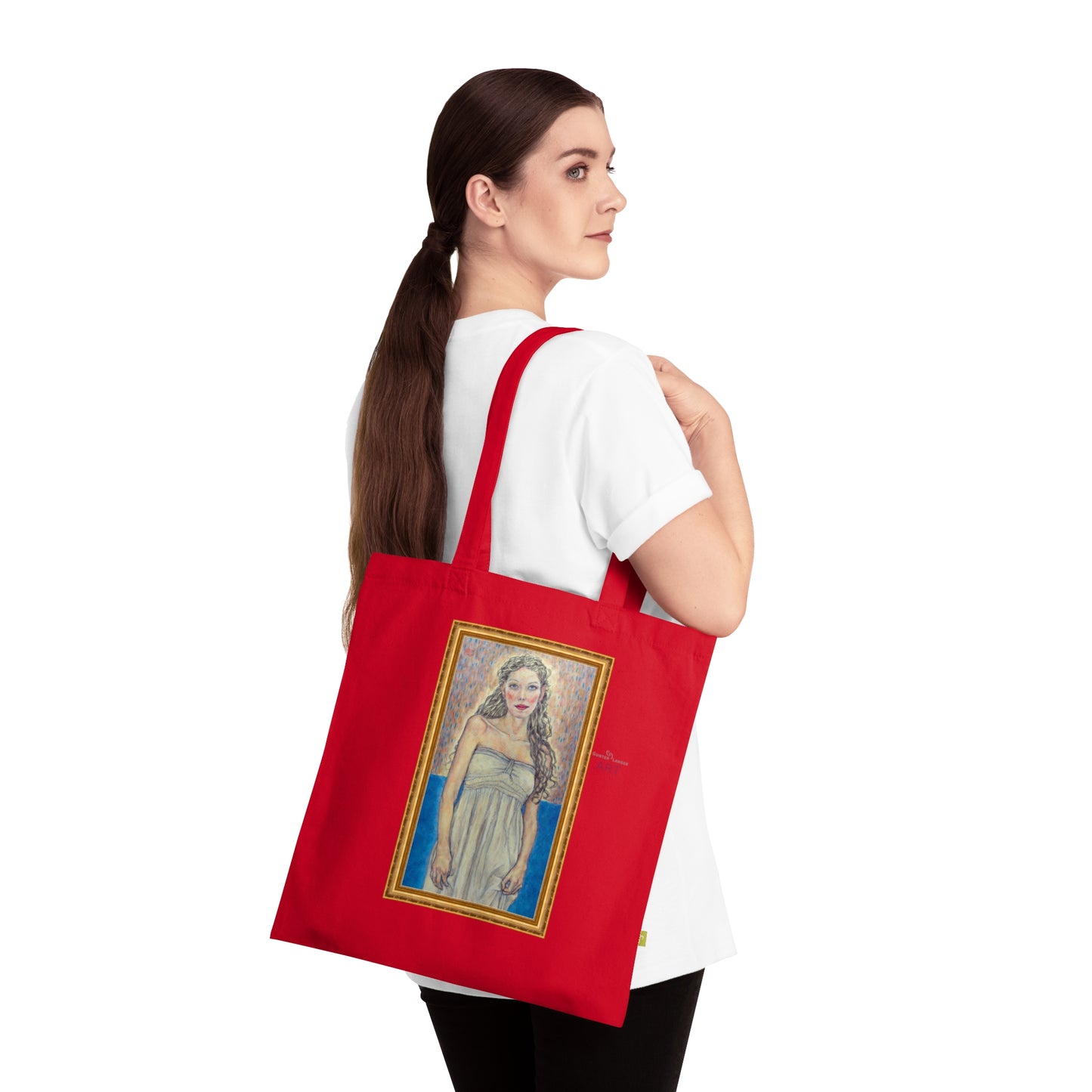 Cotton Tote Bag - Motiv: Marie (halb, gerahmt), einseitig bedruckt, H 30 cm