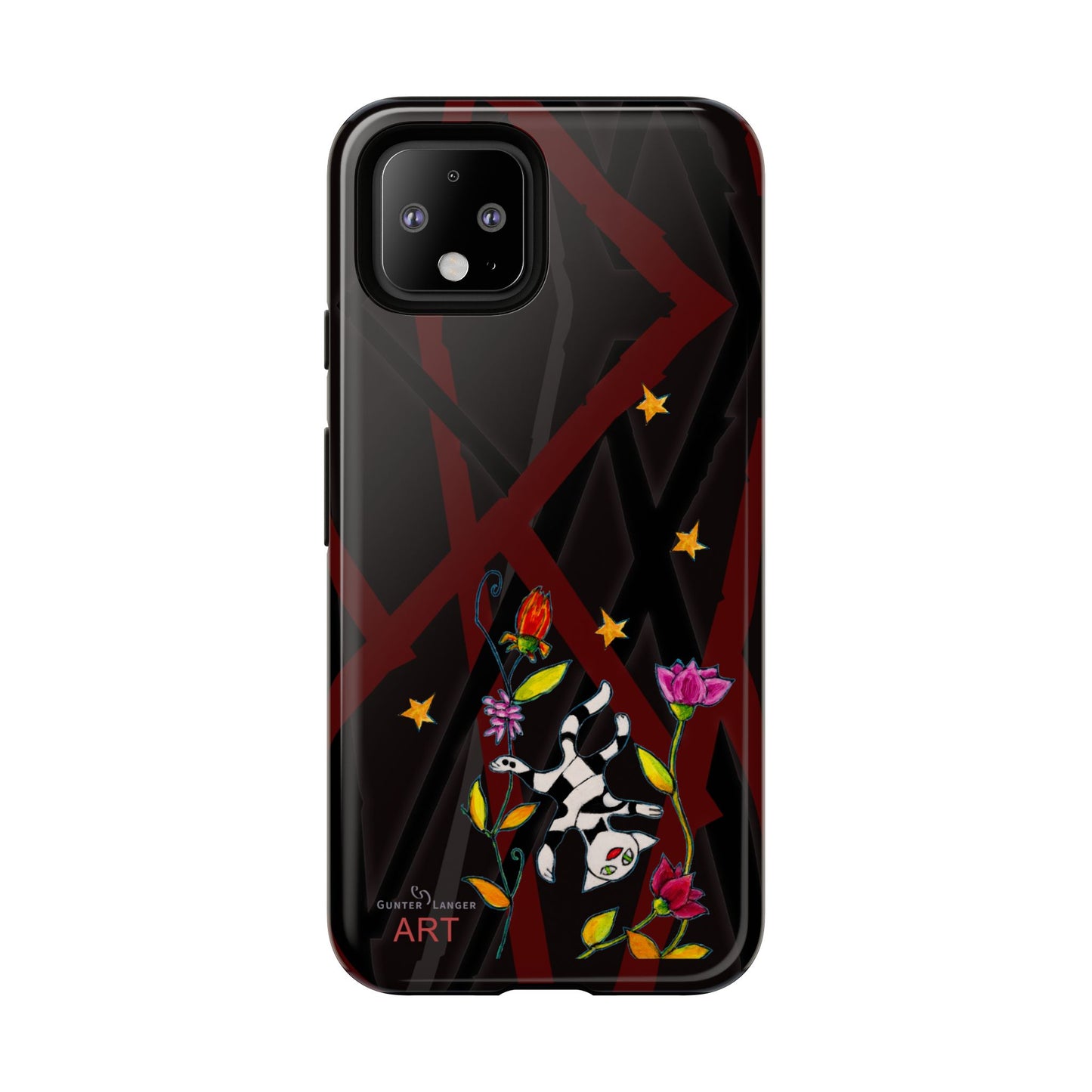 Tough Cases - Google Pixel - Samsung Galaxy - Motiv: Katze schwebt und Ranken, H 7,73 cm, Mikado3