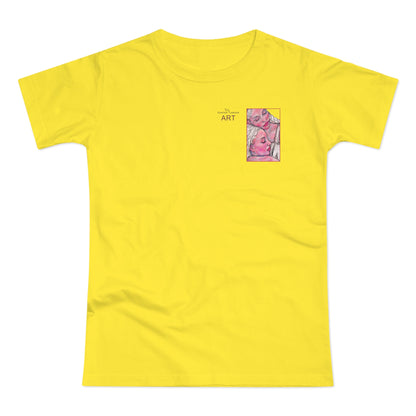 Single Jersey Women's T-shirt - hell - Motiv: Zuflucht, Ausschnitt, H 10 cm