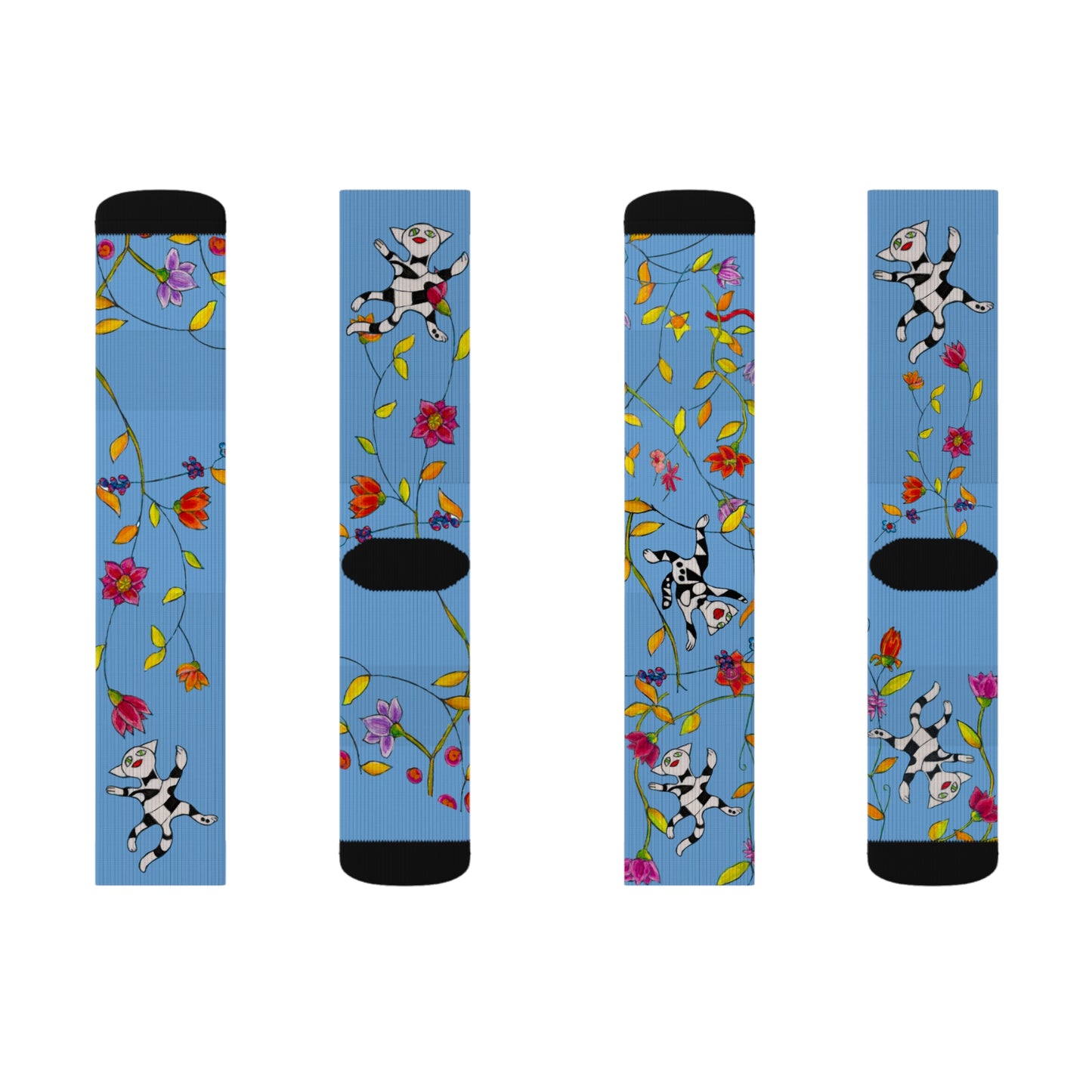 Sublimation Socks - Motiv: Katzen und Ranken