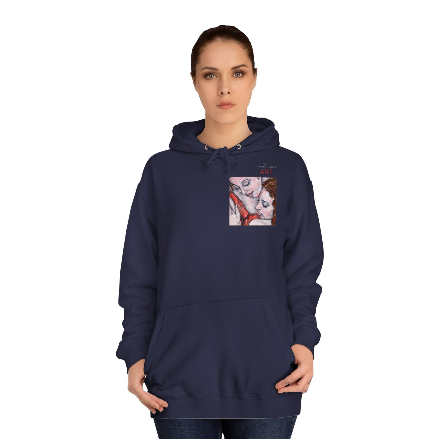 Unisex College Hoodie - Motiv: Front Bei dir & Rückseite Bei dir (gerahmt)