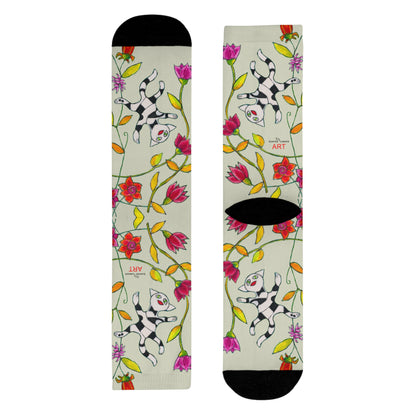 Sublimation Crew Socks (EU) - Motiv: Katze fliegt durch Ranken