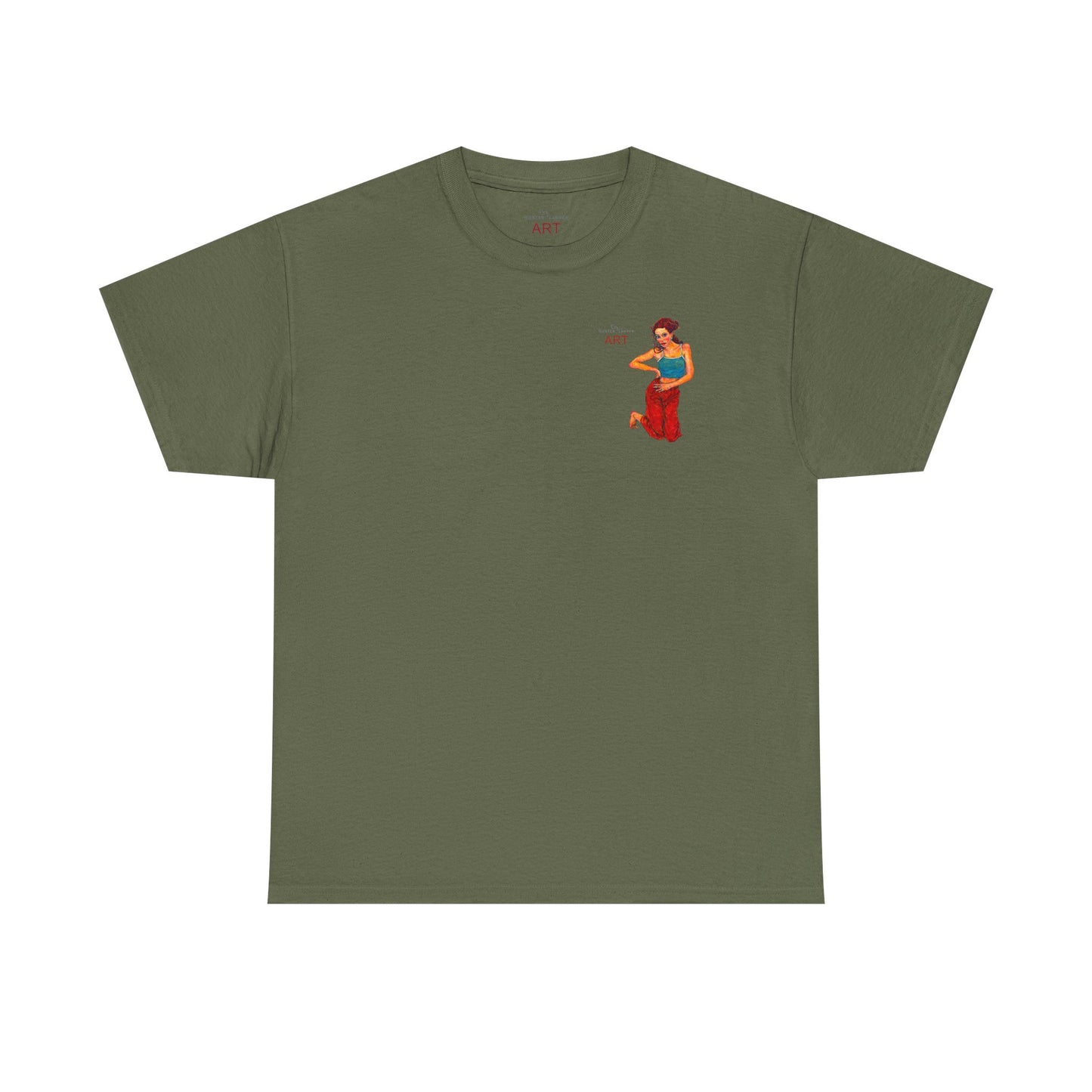 Unisex Heavy Cotton Tee - Motiv: Front, Lea, Ranken, H 13cm & Rückseite, Lea, Ranken, H 40,45 cm, Neck Label