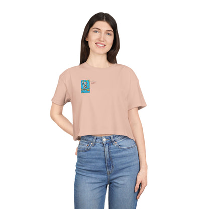 Women's Crop Tee - Motiv: Front Katze steht, H 5,2 cm