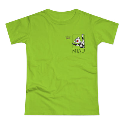 Single Jersey Women's T-shirt - hell - Motiv: Miau, H 9,7 cm