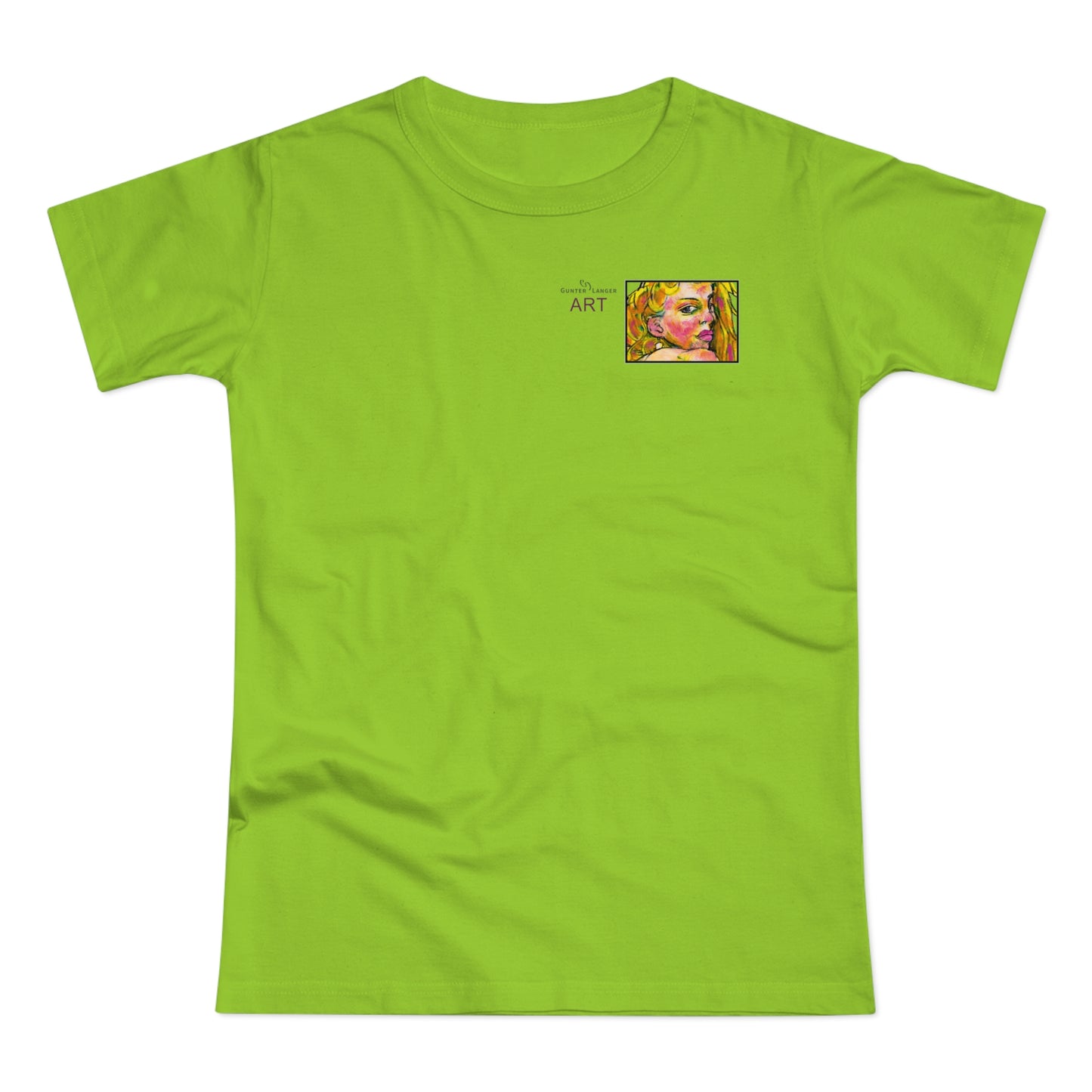 Single Jersey Women's T-shirt - hell - Motiv: Romina, Ausschnitt, H 6 cm