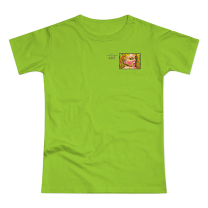 Single Jersey Women's T-shirt - hell - Motiv: Romina, Ausschnitt, H 6 cm