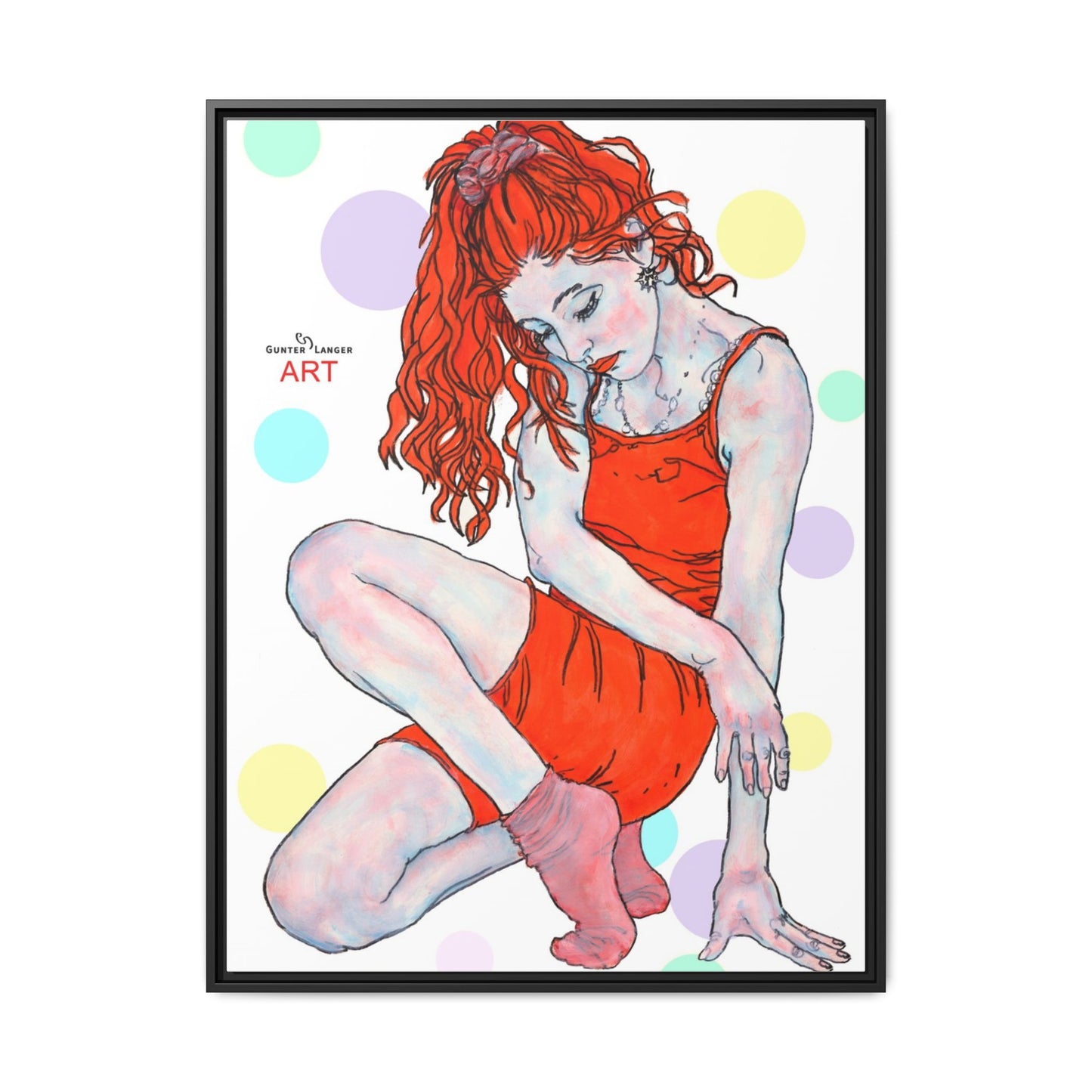 Matte Canvas, Framed (Multi-color) - Motiv:  Julia, Farbkreise, Format groß, H 91,4 bis 152,4 cm