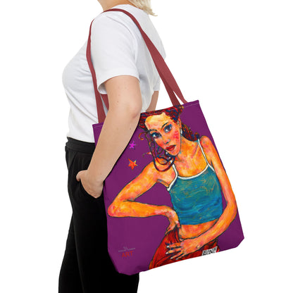 Tote Bag (AOP) Motiv: Lea, Violett Sterne