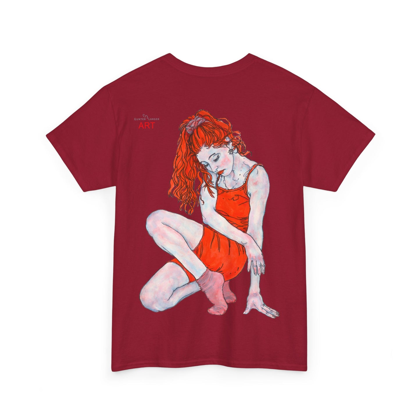 Unisex Heavy Cotton Tee - Motiv:  Front Julia, H25 cm & Rückseite Julia, H 49 cm
