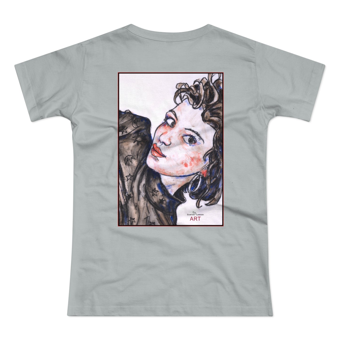 Single Jersey Women's T-shirt - hell - Motiv: Front Annette, H 20 cm & Rückseite Annette, H 35,56 cm