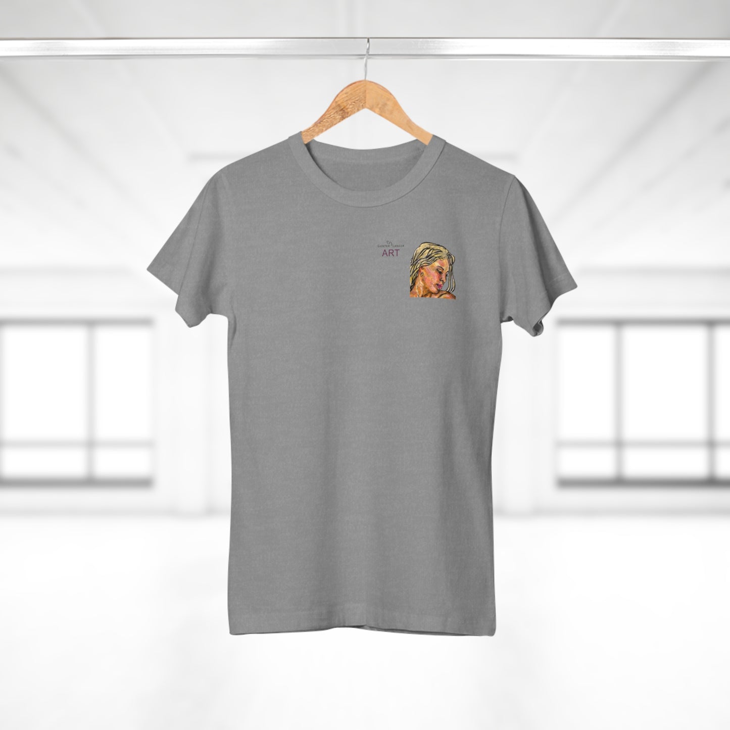 Single Jersey Women's T-shirt - hell - Motiv: Erna, Ausschnitt, H 8 cm