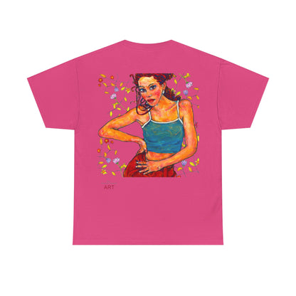 Unisex Heavy Cotton Tee - Motiv: Front, Lea, H 13cm & Rückseite, Lea A02, Ranken, 40 cm, Neck Label