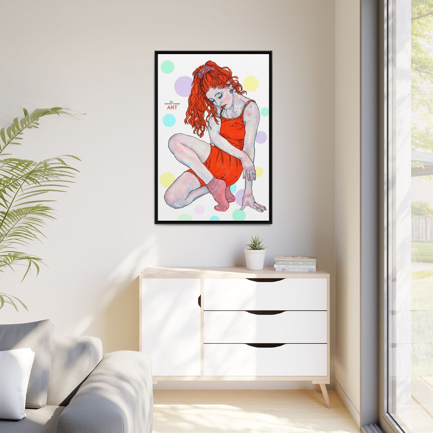 Matte Canvas, Framed (Multi-color) - Motiv:  Julia, Farbkreise, Format groß, H 91,4 bis 152,4 cm