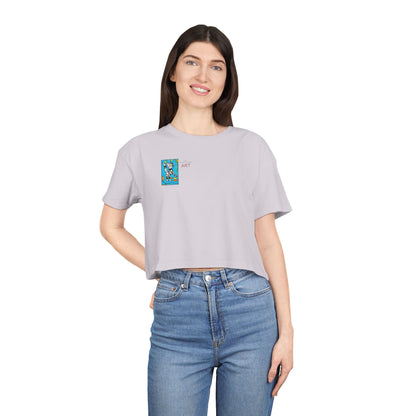 Women's Crop Tee - Motiv: Front Katze steht, H 5,2 cm